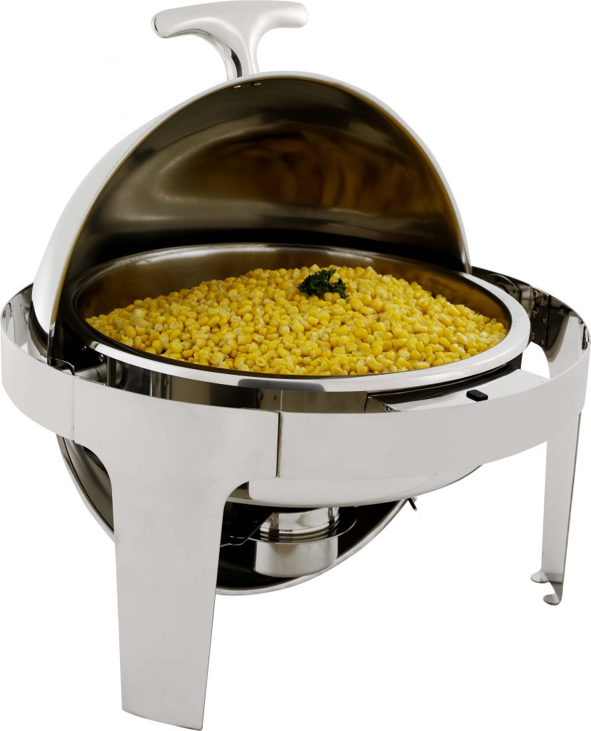 CHAFING DISH STAINLESS STEEL – ROLLTOP ROUND 6.8Lt