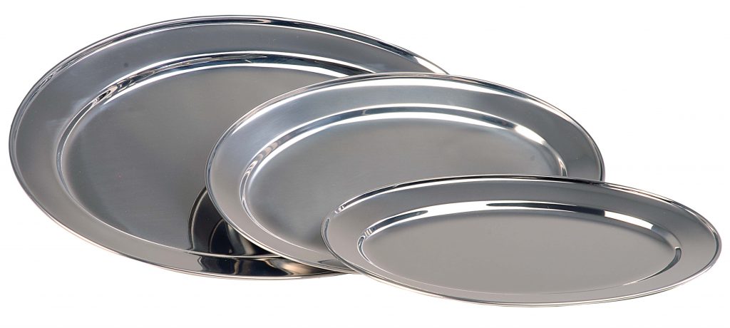 SERVING PLATTER – OVAL STAINLESS STEEL- 500mm